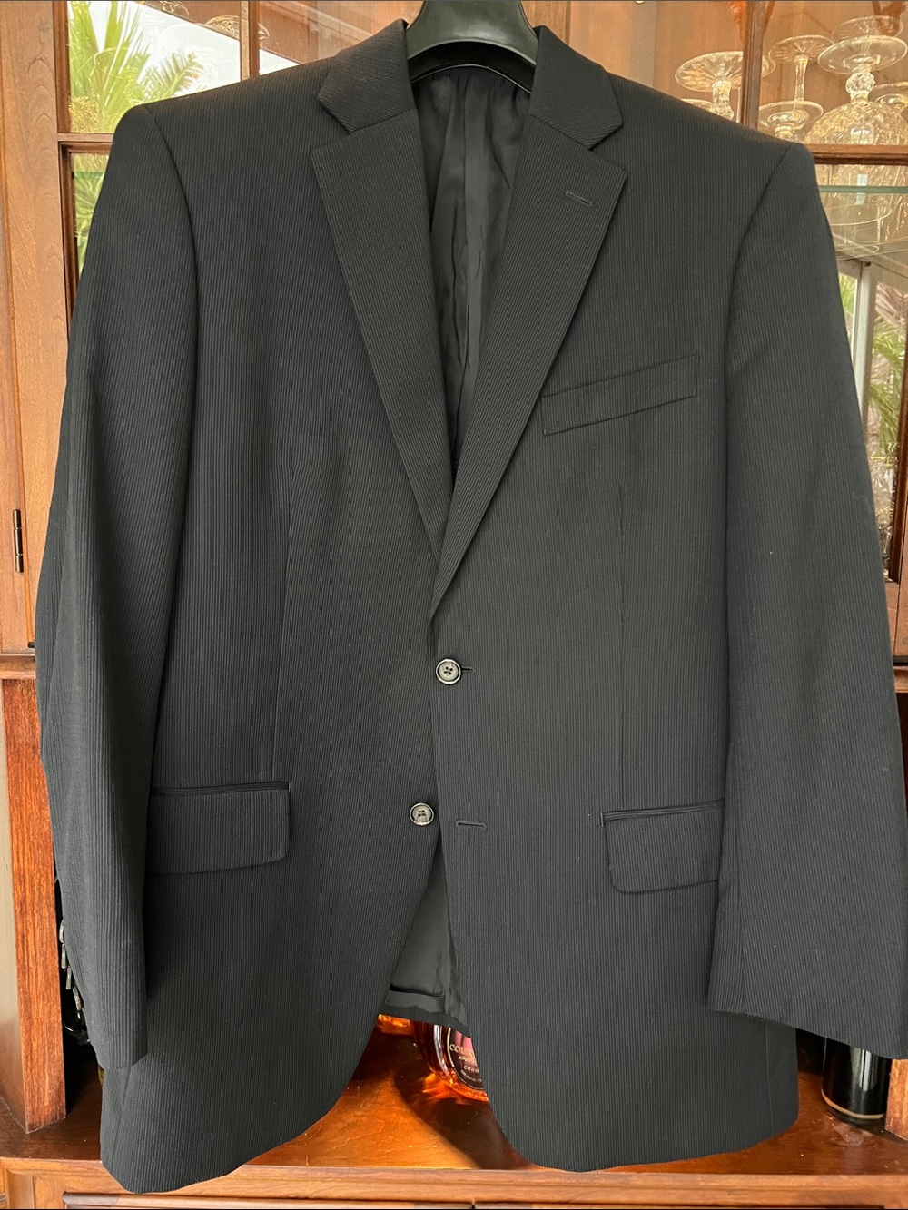 100% Wool Lauren Ralph Lauren Men's Black Pinstripe Suit Jacket